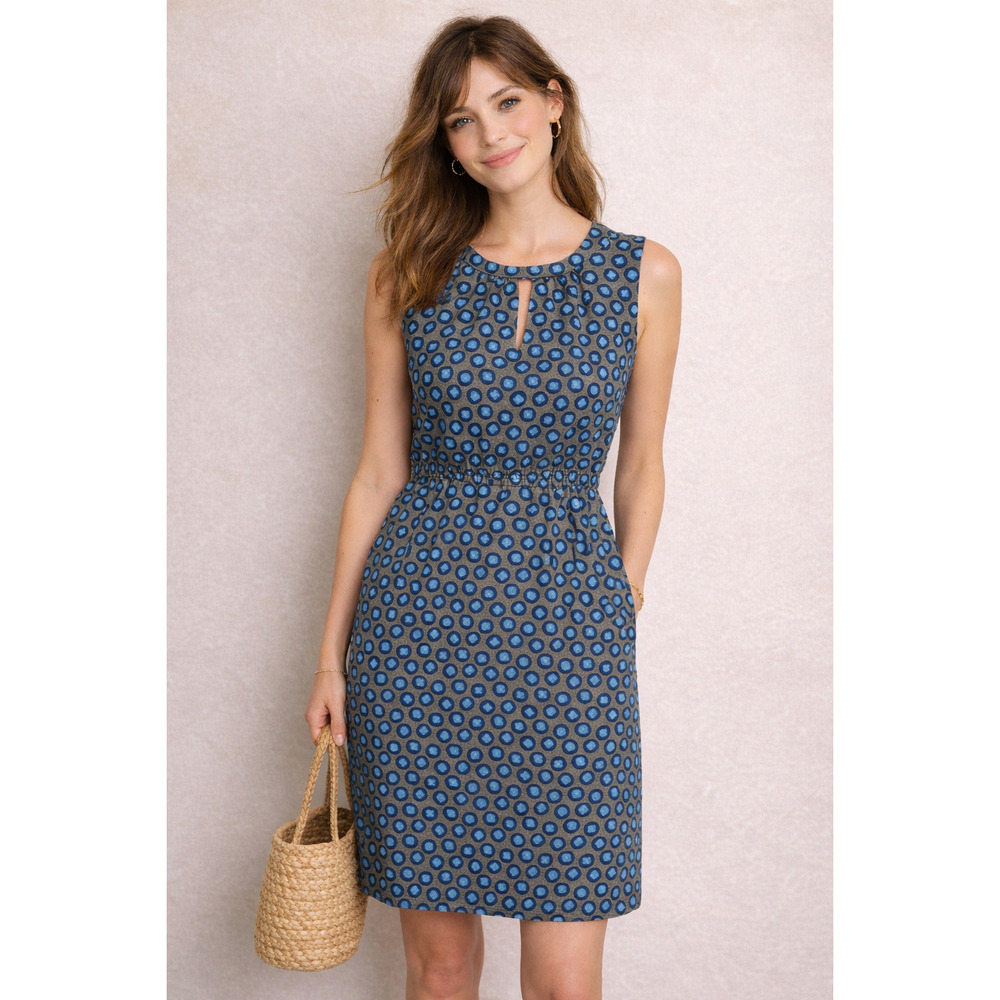 J.Crew Sheath Dress Tuscan Blue Keyhole Neck Sleeveless Fit & Flare Mini 4